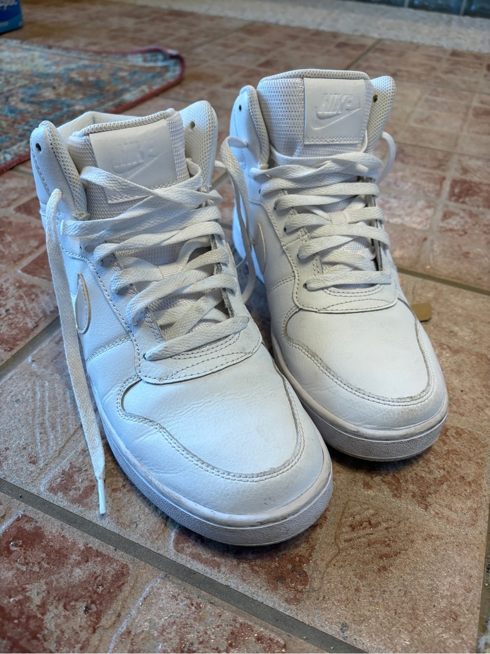 Nike White Leather High-Top Sneakers